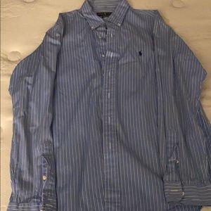 Blue striped Polo Button Up Shirt!